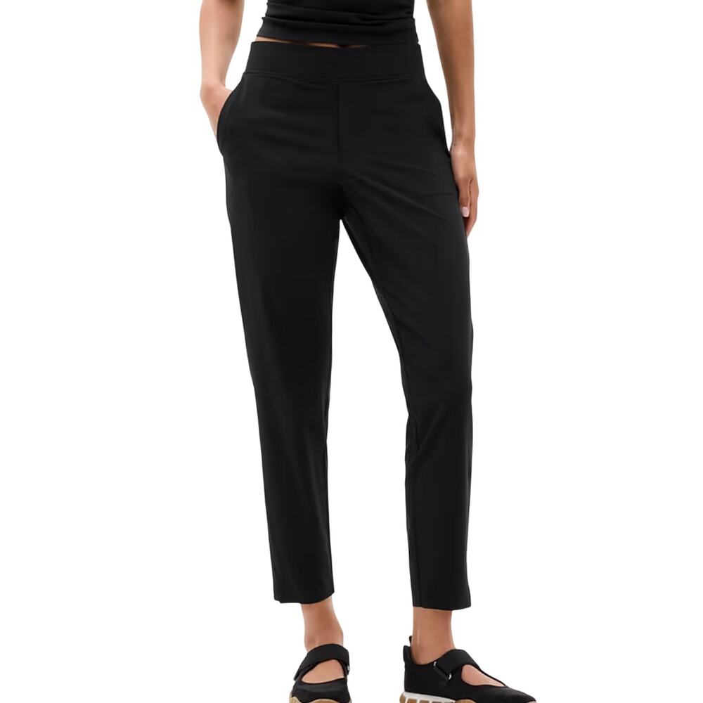Athleta Brooklyn Mid-Rise Ankle Pants, Black, Wrinkle Resistant, Plus Size 16